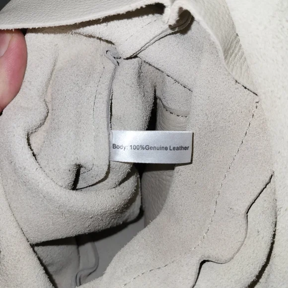 Hobo Cream Suede Genuine Leather Crossbody Bag - Picture 7 of 12